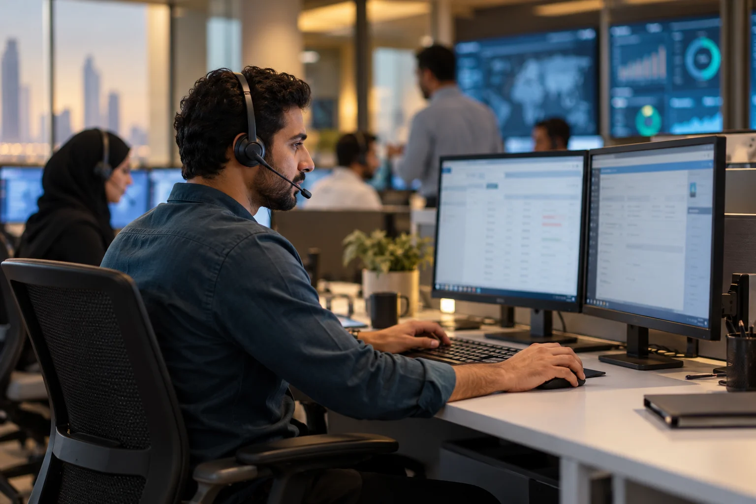 IT support specialist working at an enterprise service desk