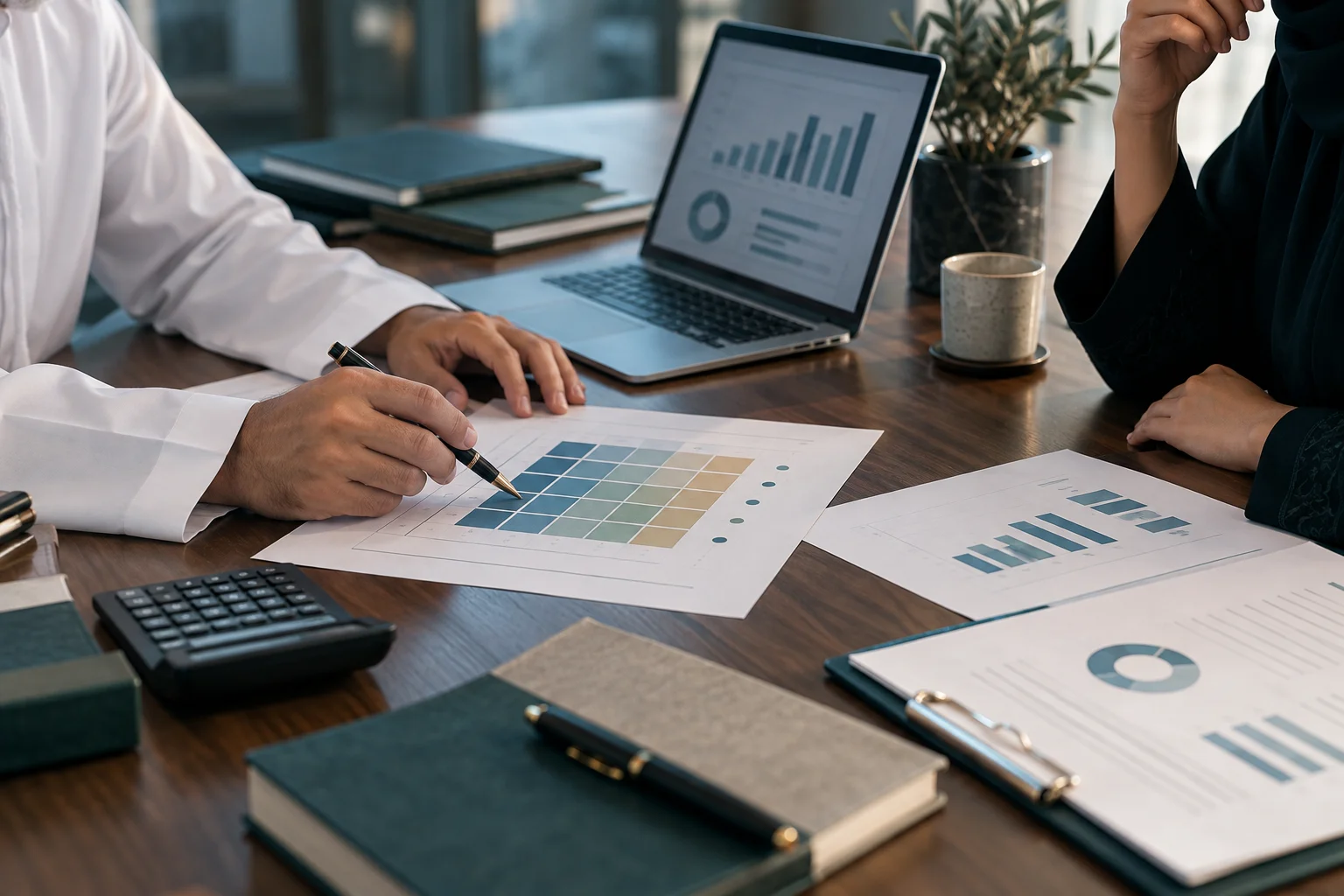 Analysts reviewing banking risk and compliance documents