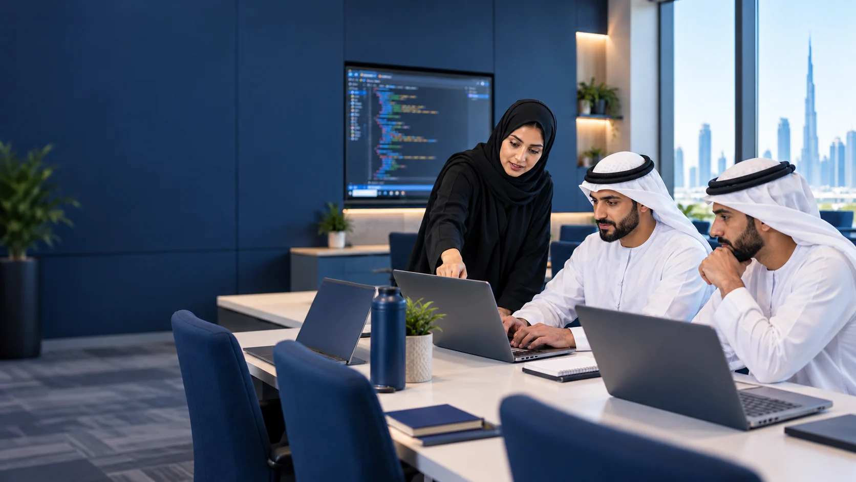 Emirati instructor guiding a practical technical workshop